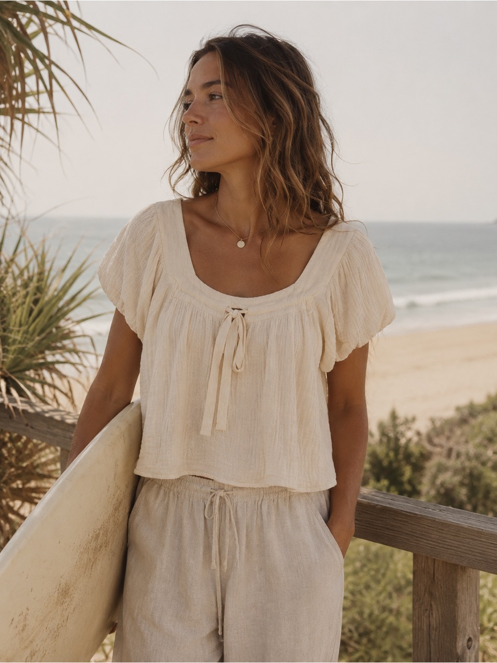 SUNLAND 17 | 100% Cotton Blouse | Cottagecore Square Neck Puff Sleeve | Size S